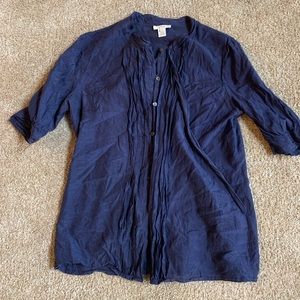 J Crew Tuxedo Style Silk Blend Shirt